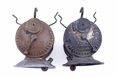 Lot 243 - A collection of brass ‘Guys Dropper’ type carbide lamps