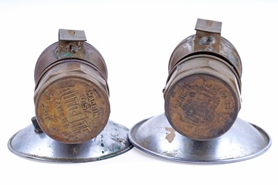 Lot 243 - A collection of brass ‘Guys Dropper’ type carbide lamps
