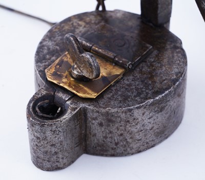 Lot 171 - A 19th Century ‘Frog’ type miner's lamp; and a similar smaller lamp