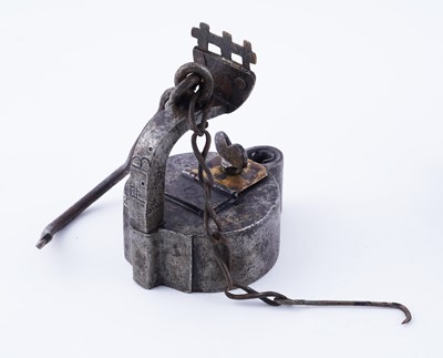 Lot 171 - A 19th Century ‘Frog’ type miner's lamp; and a similar smaller lamp