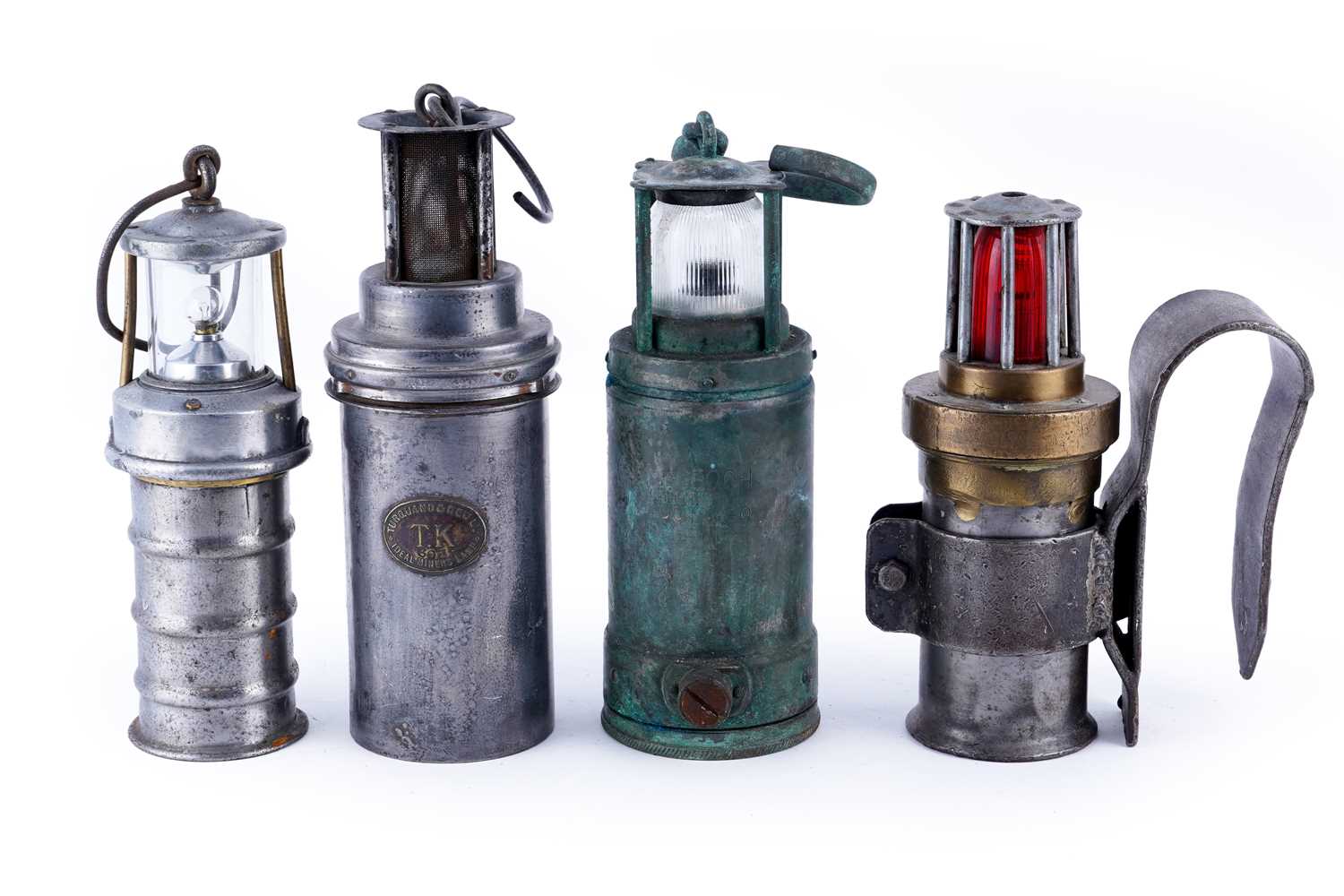 Lot 247 - A hung railway permissible electric signal lamp; and a selection of electric lamps