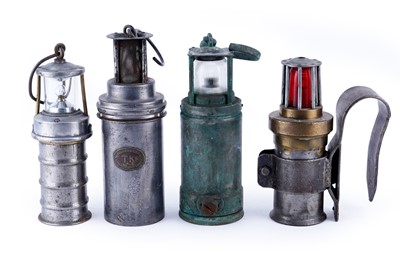 Lot 247 - A hung railway permissible electric signal lamp; and a selection of electric lamps