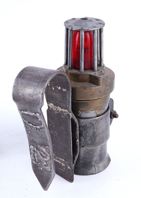 Lot 247 - A hung railway permissible electric signal lamp; and a selection of electric lamps