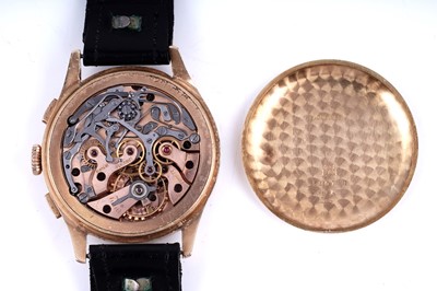 Lot 420 - Longines: an 18ct yellow gold cased manual wind chronograph wristwatch