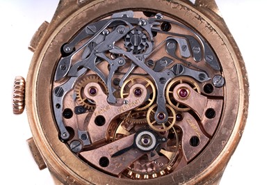 Lot 420 - Longines: an 18ct yellow gold cased manual wind chronograph wristwatch