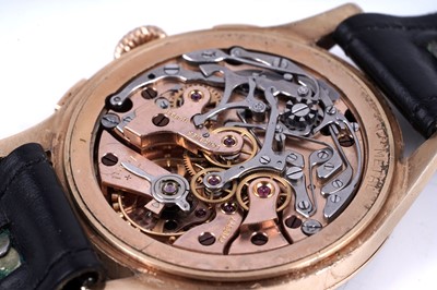 Lot 420 - Longines: an 18ct yellow gold cased manual wind chronograph wristwatch