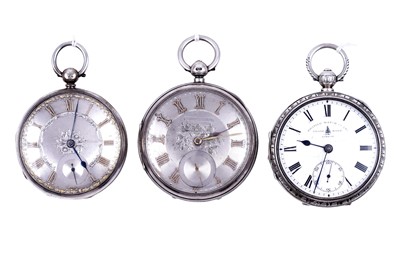 Lot 425 - Three silver cased open faced pocket watches
