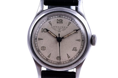 Lot 414 - Longines: a stainless steel cased manual wind wristwatch