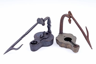 Lot 181 - Two 19th Century ‘Frog’ type miners' lamps