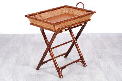 Lot 88 - A rattan and painted-bamboo tray table