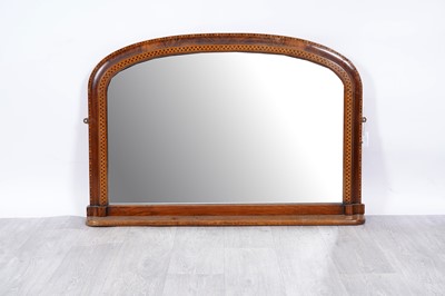 Lot 123 - A 20th Century walnut oak and inlaid mirror