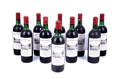 Lot 600 - Ten bottles of Château Picque Caillou 1976 Graves Grand Vin de Bordeaux