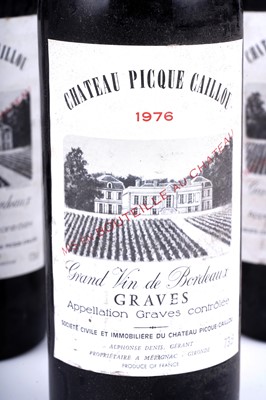 Lot 600 - Ten bottles of Château Picque Caillou 1976 Graves Grand Vin de Bordeaux