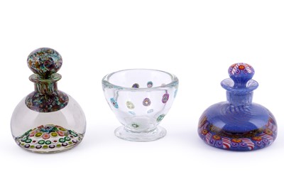 Lot 283 - Two Vasart ‘Millefiori’ type scent bottles; and a similar bowl