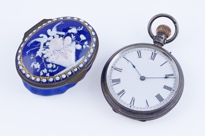 Lot 493 - An 18th Century patch box; and a Victorian lady's fob watch