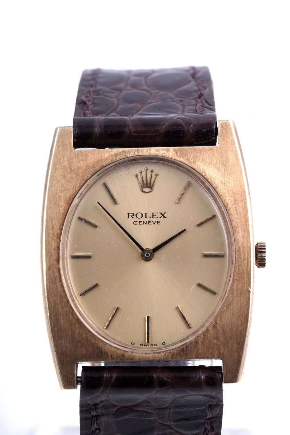 Lot 401 - Rolex Geneve: a 14ct yellow gold cased manual wind wristwatch