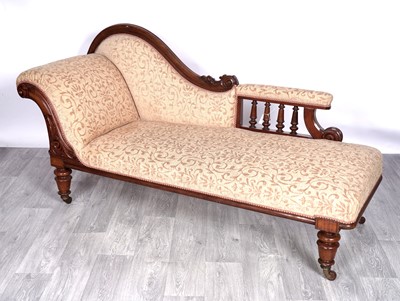 Lot 54 - A Victorian mahogany framed chaise longue