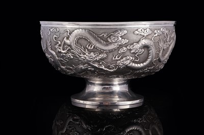 Lot 337 - A Chinese silver dragon bowl