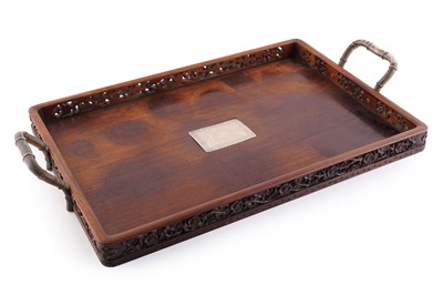 Lot 360 - An Anglo-Chinese hardwood tray