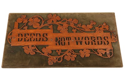 Lot 242 - An early 20th Century Women's Suffrage Movement / WSPU "Deeds Not Words" wall sign