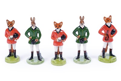 Lot 253 - Five Gray's Staffordshire ceramic ‘Huntsmen’ figures