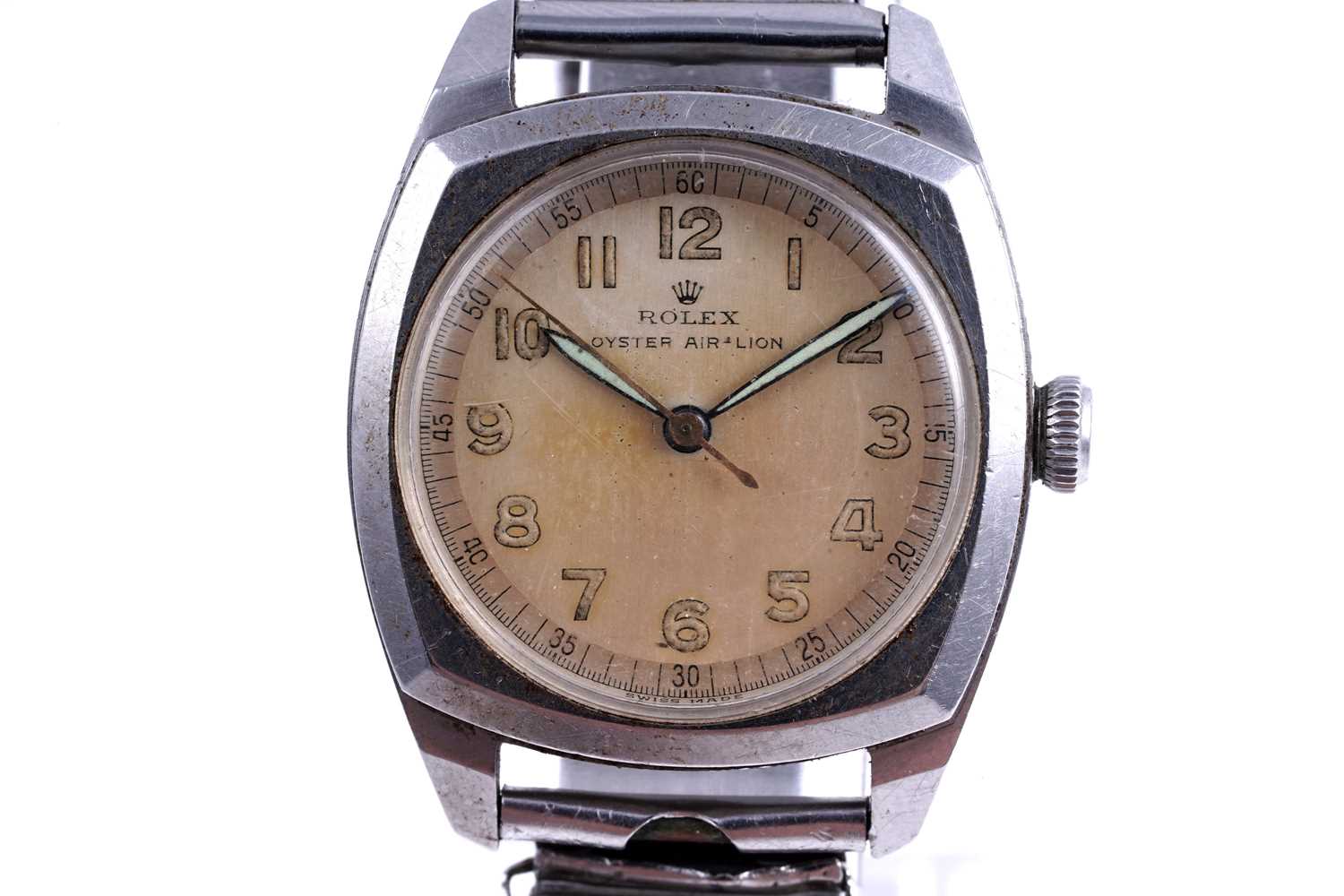 Lot 407 - Rolex Oyster Air-Lion: a stainless steel cased manual wind wristwatch