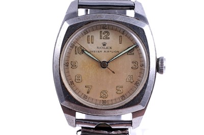 Lot 407 - Rolex Oyster Air-Lion: a stainless steel cased manual wind wristwatch