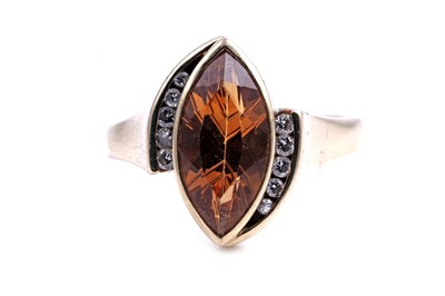 Lot 480 - A contemporary citrine and diamond ring