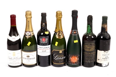 Lot 401 - Seven bottles of mixed port, red wine and champagne