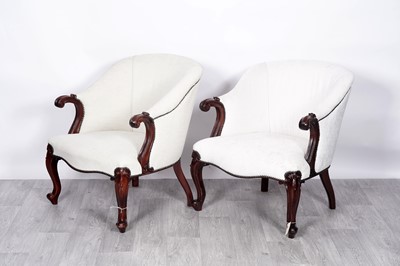 Lot 45A - A pair of 19th Century style mahogany framed tub armchairs