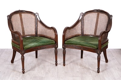 Lot 89 - A pair of late 19th Century bergère armchairs