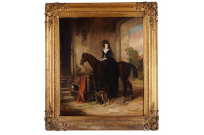 Lot 261 - Thomas Musgrave Joy - A lady on horseback with a hound | oil