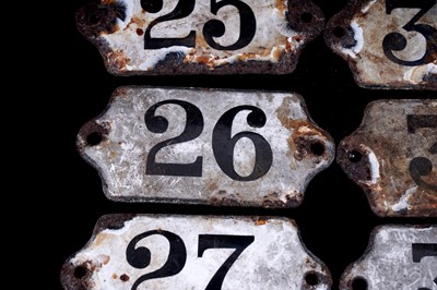 Lot 627 - A collection of enamelled bin labels
