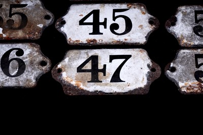Lot 627 - A collection of enamelled bin labels