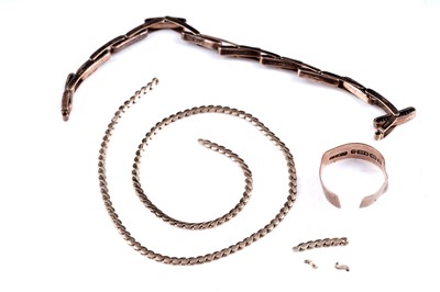 Lot 360 - Gold items, including a watch strap