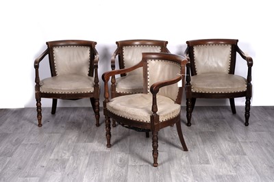 Lot 53 - A set of four 20th Century mahogany framed armchairs