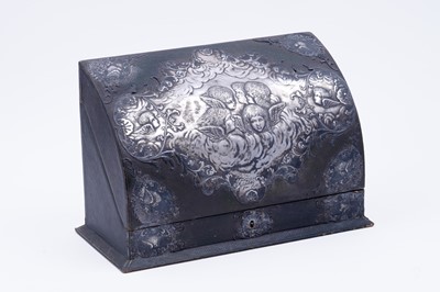 Lot 208 - A Victorian silver-mounted stationary box after Sir Joshua Reynolds RA