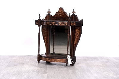 Lot 178 - An Edwardian rosewood inlaid hanging shelf