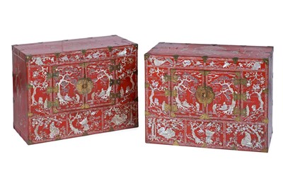 Lot 376 - A pair of 20th Century Korean inlaid cabinets