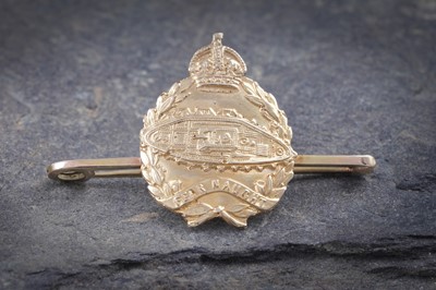 Lot 457 - A 15ct gold Tank Corps sweetheart brooch