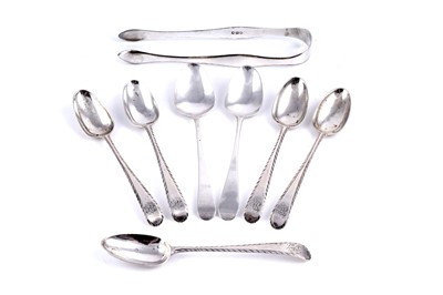 Lot 571 - Bateman silver spoons and sugar tongs