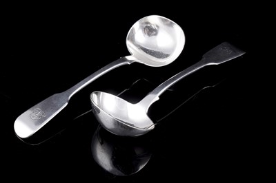 Lot 575 - A pair of Victorian silver Fiddle pattern sauce ladles