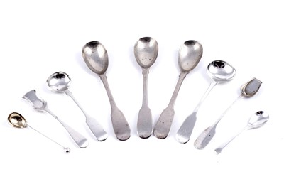 Lot 576 - A selection of Georgian Irish and later silver condiment spoons