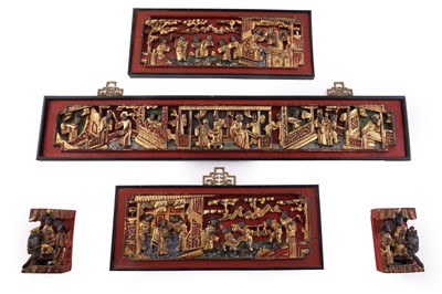 Lot 356 - Chinese carved wood panels