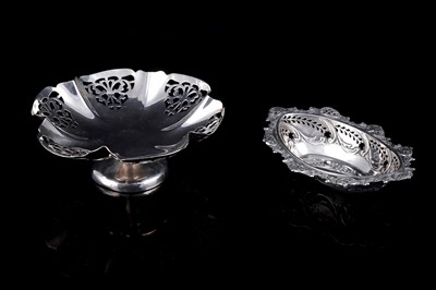 Lot 530 - An Edwardian silver bonbon dish; and a 1930s pedestal bonbon dish
