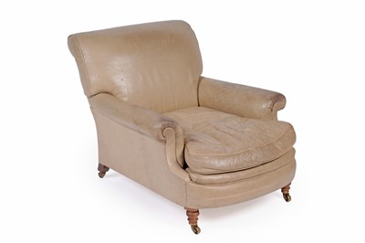 Lot Howard and Sons: a late Victorian beige leather upholstered armchair