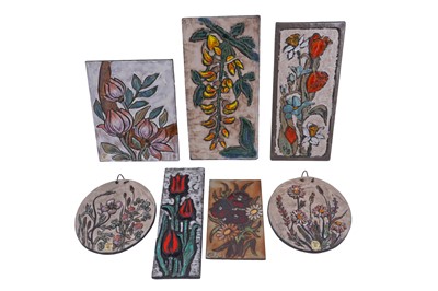Lot 259 - Seven plaques including: three Ruscha Art ceramic plaques