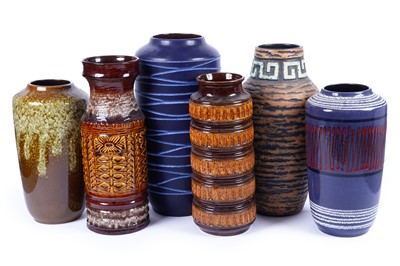 Lot 282 - Six large 1970s West German ceramic vases