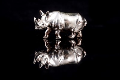 Lot 549 - An Elizabeth II silver novelty miniature rhino statuette