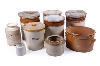 Lot 231 - A collection of 19th Century stoneware crocks; and five others